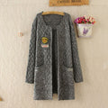 Round Neck Cardigan Pockets Knit Long Sweater - Oh Yours Fashion - 3