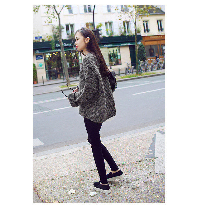 Lazy Style Loose Batwing Pullover Solid Color Sweater - Oh Yours Fashion - 3