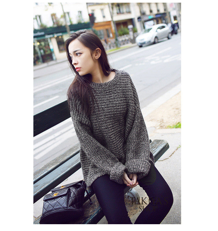 Lazy Style Loose Batwing Pullover Solid Color Sweater - Oh Yours Fashion - 5