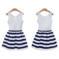 Splicing Stripe O-neck Sleeveless Short Dress - Oh Yours Fashion - 4