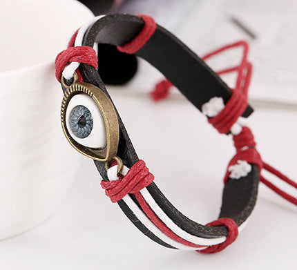 Retro Style Alloy Eyes Leather Bracelet - Oh Yours Fashion - 4