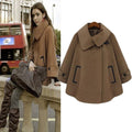 Turn-down Collar Plus Size Woolen Casual Cape Coat - OhYoursFashion - 2