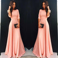Slim Pure Color 3/4 Sleeves Pleated Long Maxi Dress - OhYoursFashion - 3