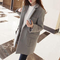 Lapel Slim Casual Long Sleeves Knee-length Thick Woolen Coat - OhYoursFashion - 2