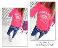 Scoop Long Sleeves Letter Flower Print Slim Blouse - Oh Yours Fashion - 11