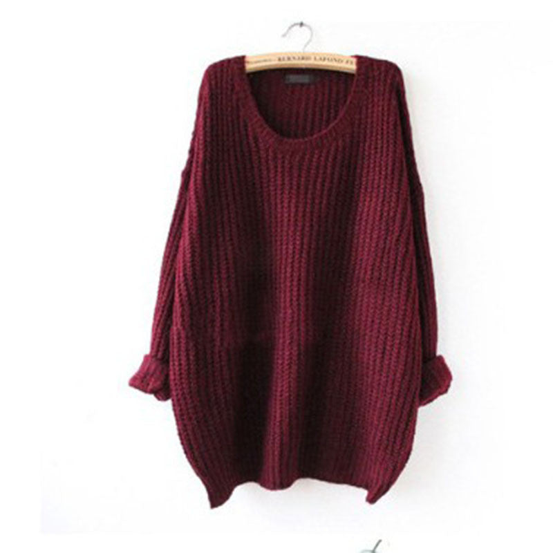 Long Pullover Loose Solid Color Knit Sweater - Oh Yours Fashion - 6