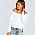 Sexy Off-shoulder Long Sleeves Casual Pure Color Blouse - Oh Yours Fashion - 4