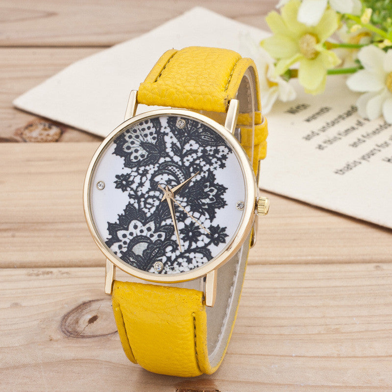 Black Floral Print Watch - Oh Yours Fashion - 1