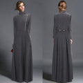 High Neck Long Sleeves Bohemian Flared Retro Long Coat - Oh Yours Fashion - 5