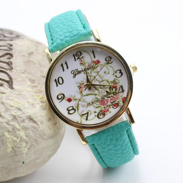 Classic Flower Print Leather Watch - Oh Yours Fashion - 1