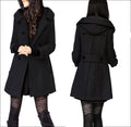 Woolen Double Button Hooded Slim Long Coats - Oh Yours Fashion - 1