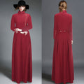 High Neck Long Sleeves Bohemian Flared Retro Long Coat - Oh Yours Fashion - 3