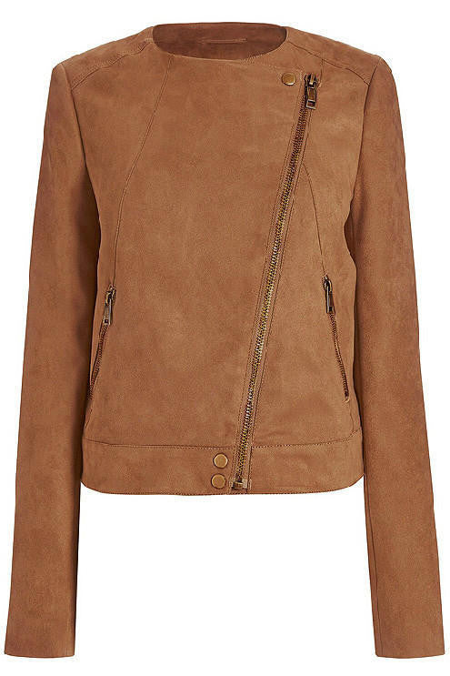 Khaki Oblique Zipper Lapel Short Jacket Coat - Oh Yours Fashion - 5