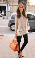 Lace Trim Pure Color Loose Knit Sweater - Oh Yours Fashion - 3