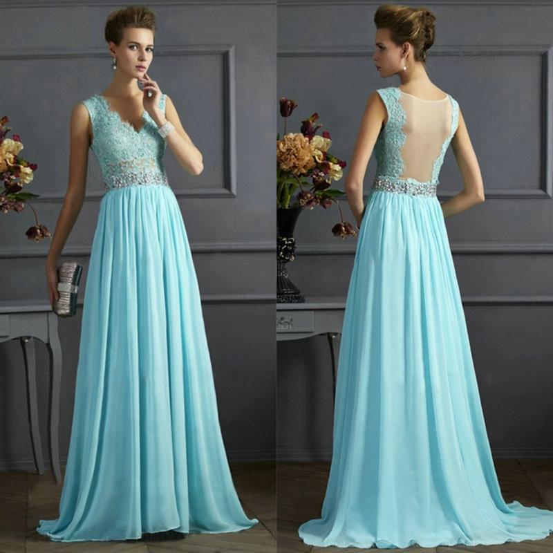 Pure Color Splicing Sleeveless Long Party Dress - OhYoursFashion - 1