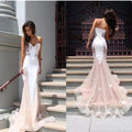 Charming Strapless Lace Patchwork Mermaid Long Party Dress - Oh Yours Fashion - 3