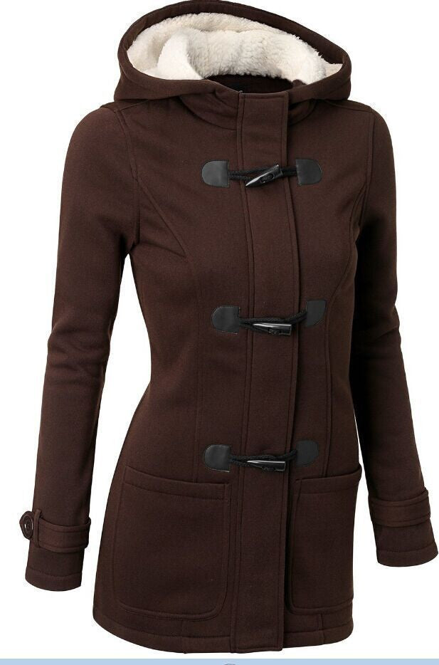 Pocket Flocking Long Women Hooded Coat - Oh Yours Fashion - 5