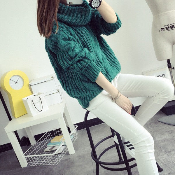 Fashion Turtle Neck Pullover Twist Knitting Sweater - Oh Yours Fashion - 7