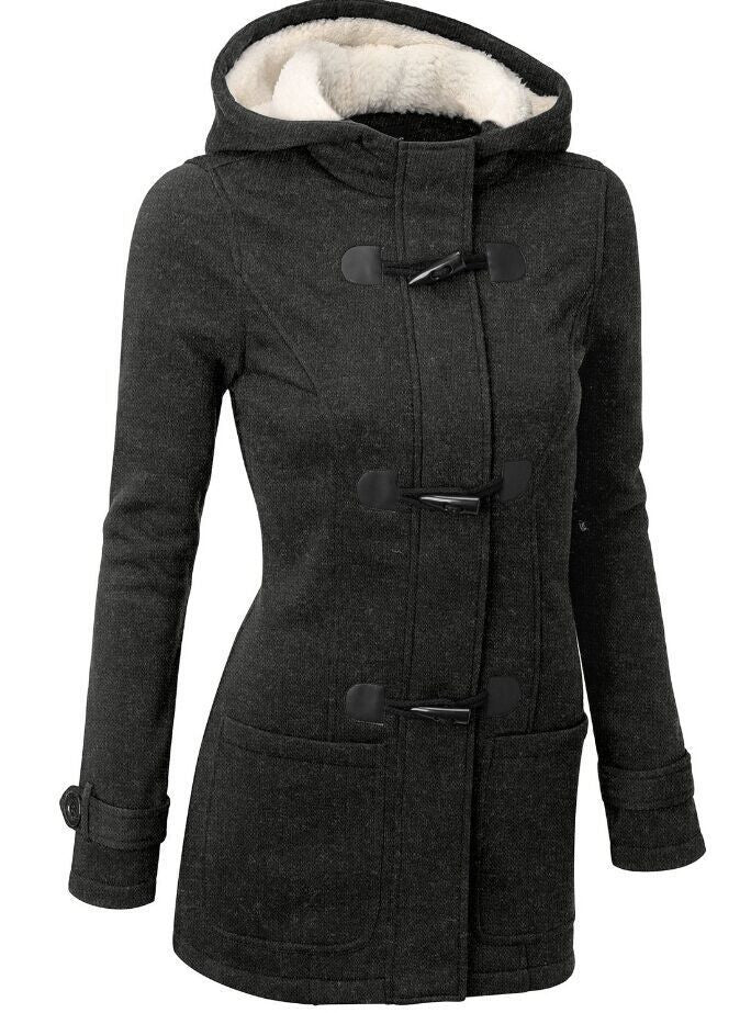 Pocket Flocking Long Women Hooded Coat - Oh Yours Fashion - 3