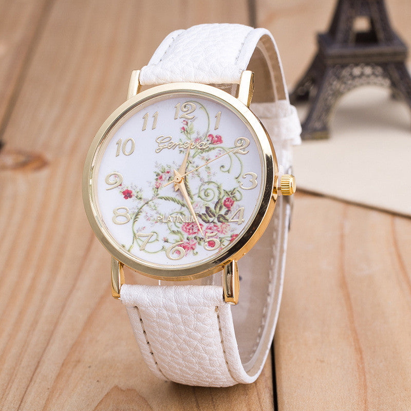 Korea Style Floral Print Watch - Oh Yours Fashion - 1