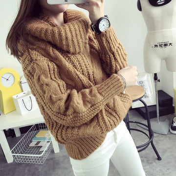 Fashion Turtle Neck Pullover Twist Knitting Sweater - Oh Yours Fashion - 1