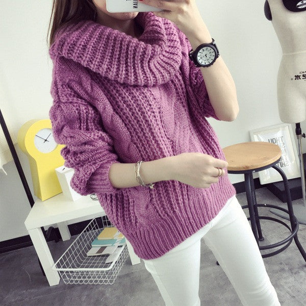 Fashion Turtle Neck Pullover Twist Knitting Sweater - Oh Yours Fashion - 4
