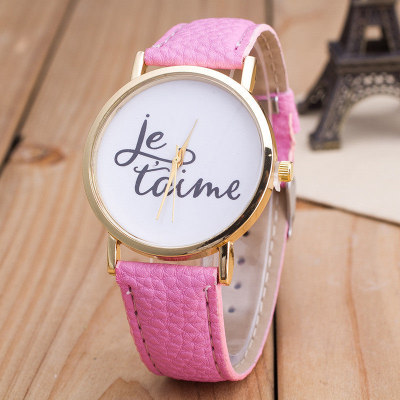 Letter Print PU Strap Watch - Oh Yours Fashion - 1