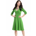 V-neck Ruched Empire Half Sleeves Knee-length A-line Dress - OhYoursFashion - 14