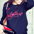 Letter Print Scoop Long Sleeves Sweatshirt Blouse - Oh Yours Fashion - 4