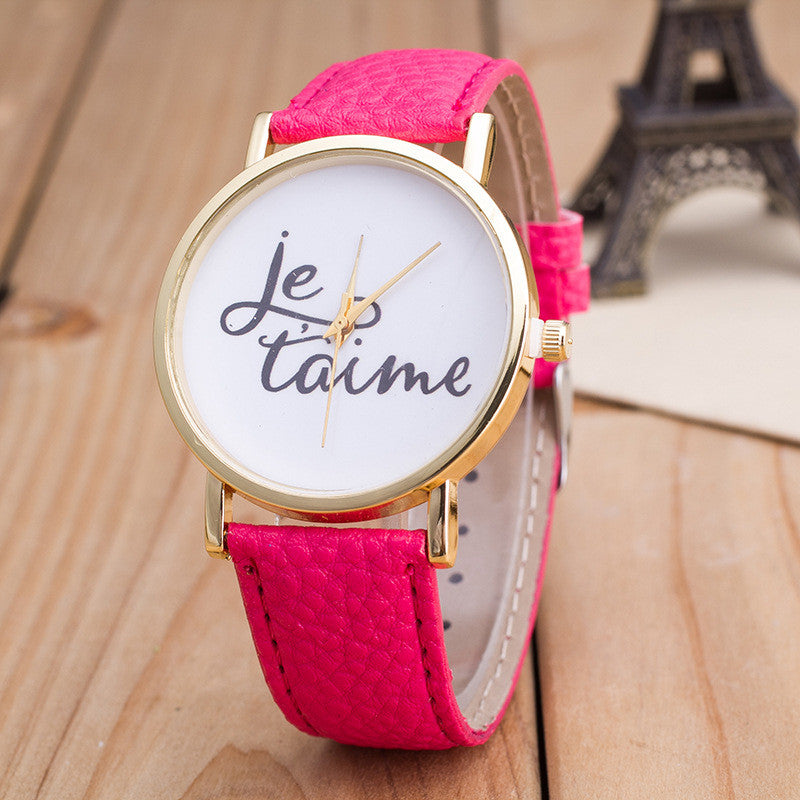 Letter Print PU Strap Watch - Oh Yours Fashion - 1
