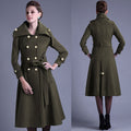Stand Collar Button Belt Pleated Long Coat - Oh Yours Fashion - 4