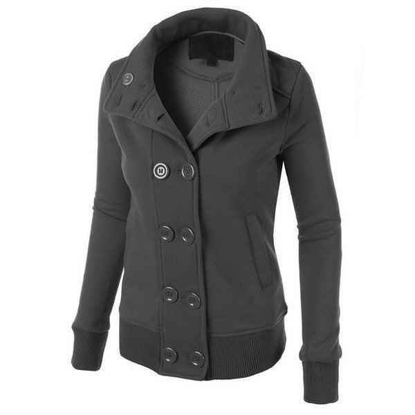 Women Button Hooded Removable Hat Coat - O Yours Fashion - 1