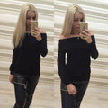 Off-shoulder Strapless Long Sleeves Pure Color Casual Blouse - Oh Yours Fashion - 1