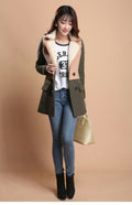 Lamb Wool Turn-down Collar Double Button Patchwork Mid-length Coat - Oh Yours Fashion - 4