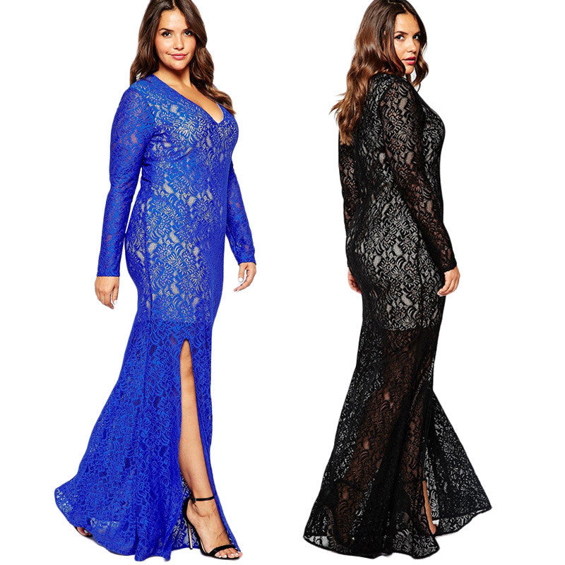 Sexy Elegant Lace Split Long Evening Party Dress - Oh Yours Fashion - 3