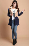 Lamb Wool Turn-down Collar Double Button Patchwork Mid-length Coat - Oh Yours Fashion - 2