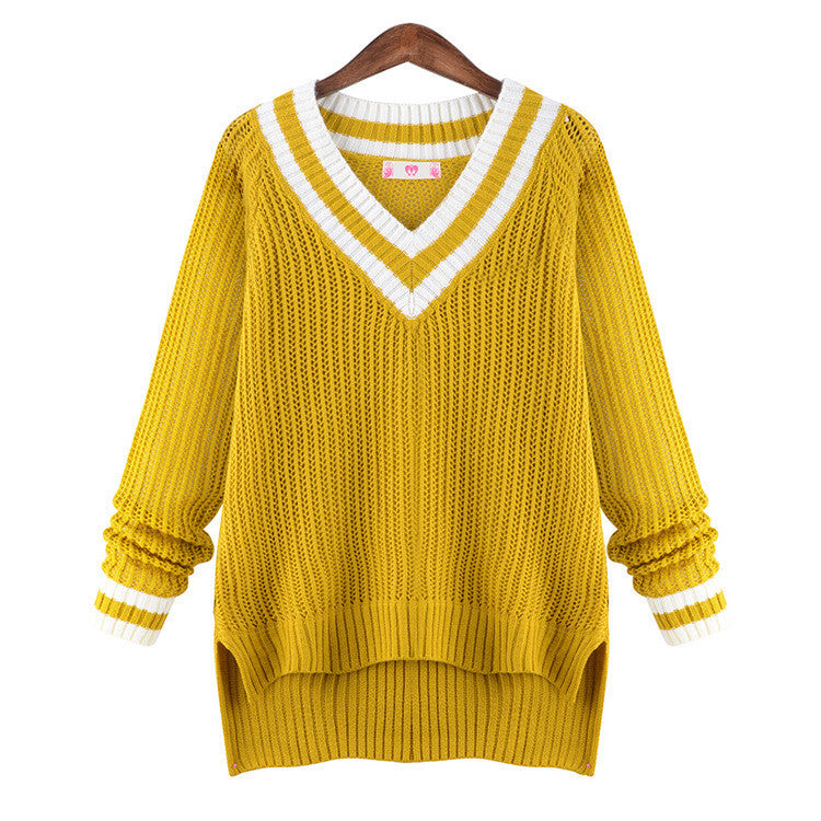 Peach Collar Sexy Knit Pullover Solid Color Sweater - Oh Yours Fashion - 4