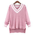 Peach Collar Sexy Knit Pullover Solid Color Sweater - Oh Yours Fashion - 2