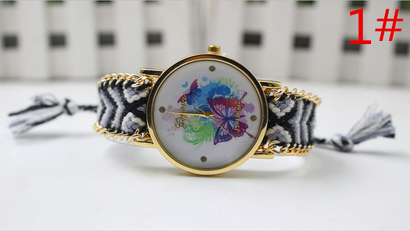 Color Matching Spinning Butterfly Flower Print Watch - Oh Yours Fashion - 1