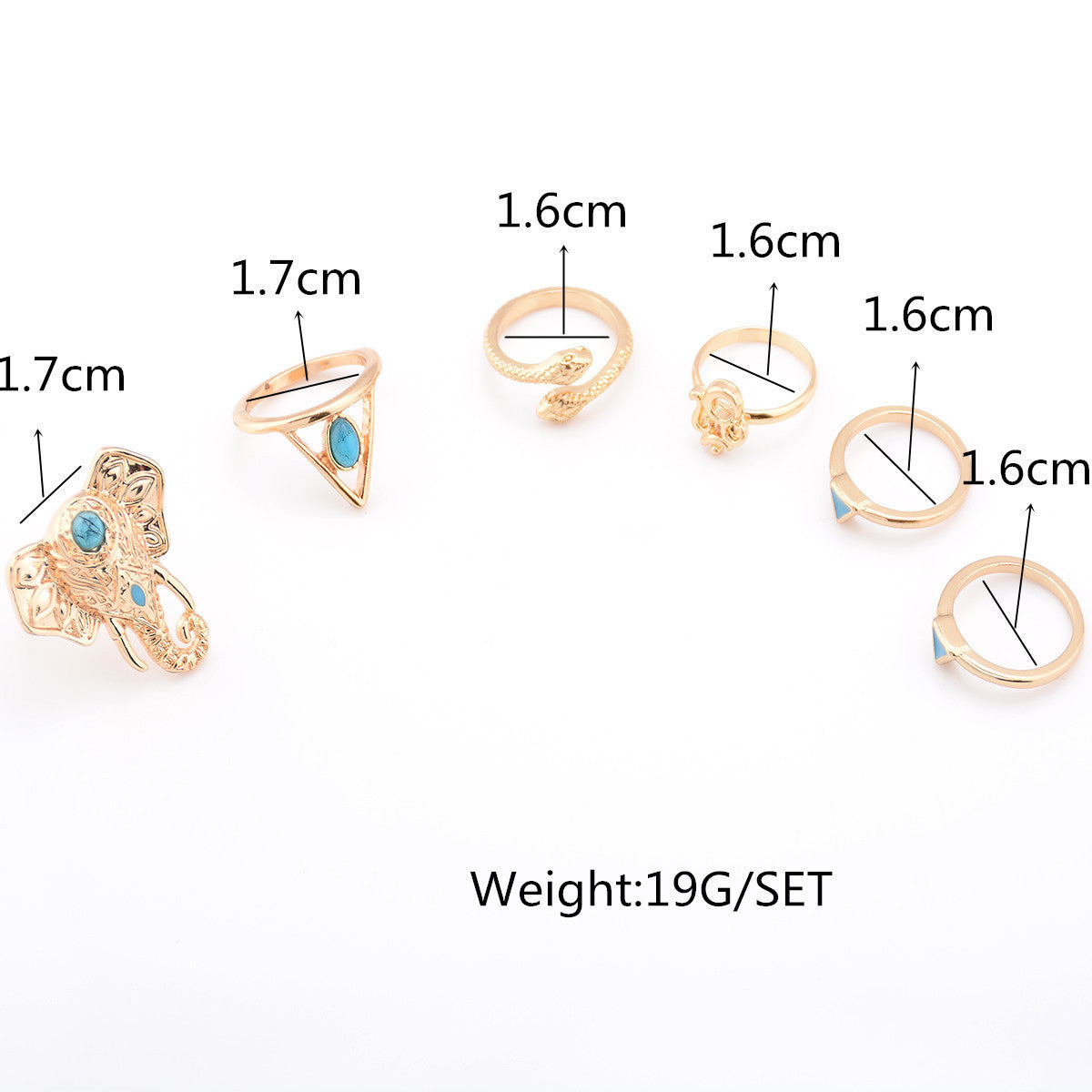 Exaggerate Elephant Snake Multi Combination Rings - Oh Yours Fashion - 3