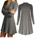 Women's Fashion Knit Ribbed Scoop A-Line Long Sleeve Sweater Dress - Oh Yours Fashion - 6