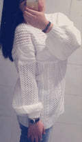 Cable Straight Collar Hollow Knit Pullover Sweater - Oh Yours Fashion - 2
