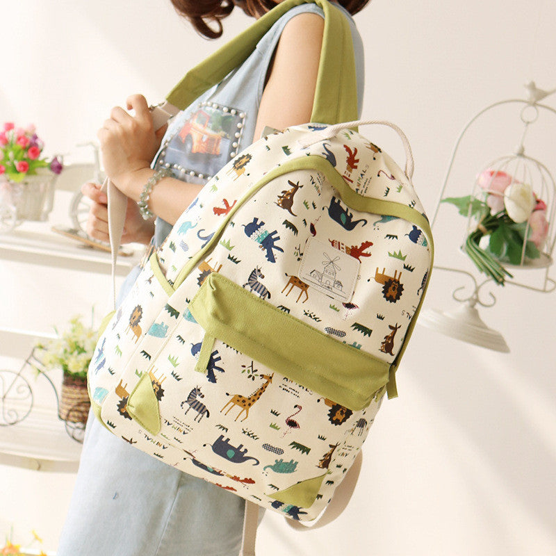 Cute Animal Print Female Travel Leisure Fresh School Backpack - Oh Yours Fashion - 3
