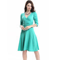 V-neck Ruched Empire Half Sleeves Knee-length A-line Dress - OhYoursFashion - 6