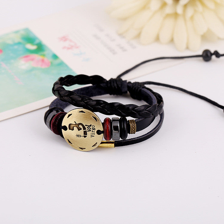 Virgo Constellation Woven Leather Bracelet - Oh Yours Fashion - 3