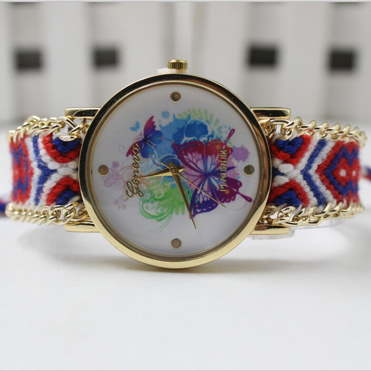 Color Matching Spinning Butterfly Flower Print Watch - Oh Yours Fashion - 3