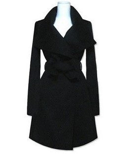 Turn-down Collar Belt Thick Slim Mid-length Coat - Oh Yours Fashion - 1