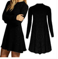 Women's Fashion Knit Ribbed Scoop A-Line Long Sleeve Sweater Dress - Oh Yours Fashion - 5