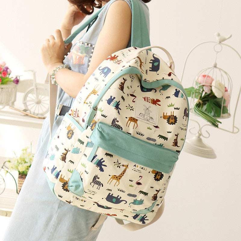 Cute Animal Print Female Travel Leisure Fresh School Backpack - Oh Yours Fashion - 1