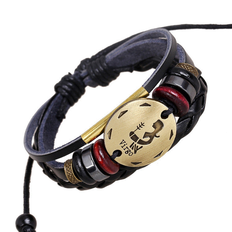 Virgo Constellation Woven Leather Bracelet - Oh Yours Fashion - 1